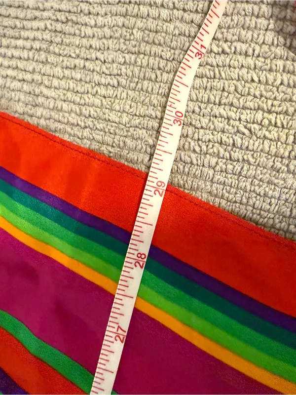 Lauren Ralph Lauren XL Rainbow Stripe 100% Silk Blouse Colorful Tunic Top - Image 3
