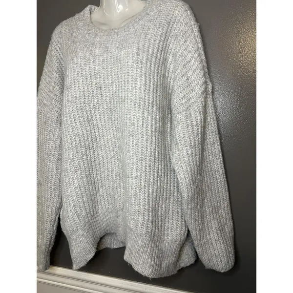 Sonoma Goods For Life Sweater Womens XL Gray Fuzzy Chunky Knit Pullover Cozy - Image 4