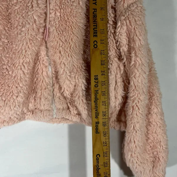 Bdg Urban Outfitters Teddy Faux Fur Crop‎ Hoodie Jacket M Pink Preowned - Image 12
