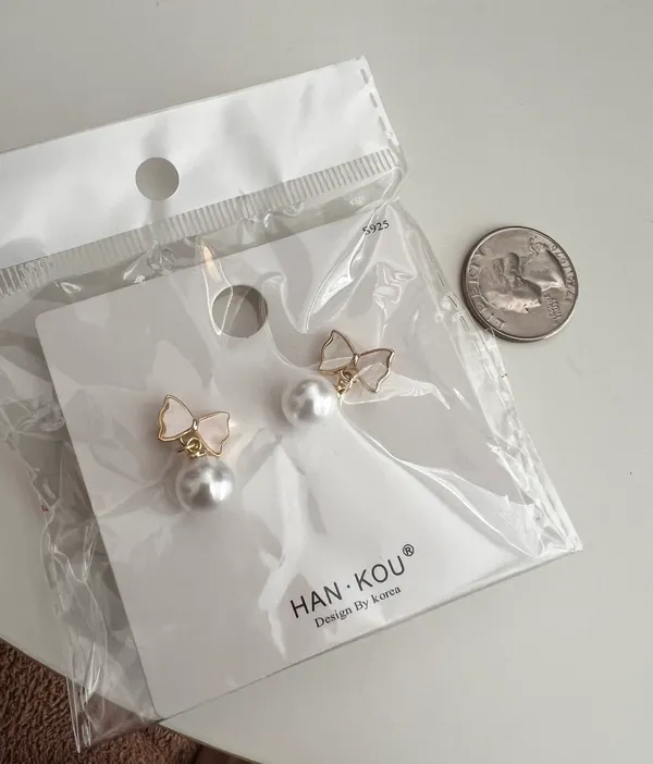 Gold Plated Pearl Earrings - Image 4