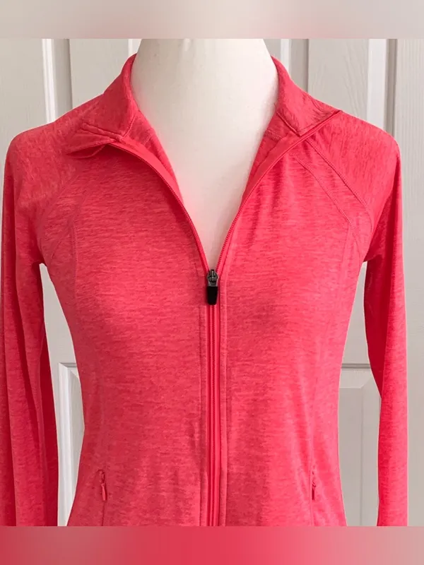 Ideology Coral Pink Mock Neck Front Zipper Pockets Athletic Jacket Top Size XS - Image 4