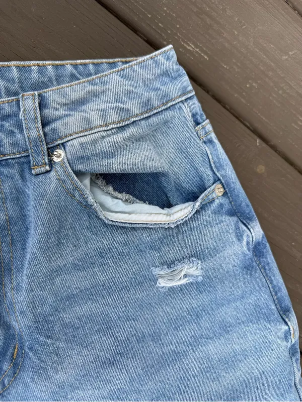 Edikted | Light Blue Distressed Wide-Leg Jeans - Image 6