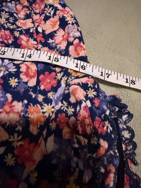 Madden Girl Navy Floral Smocked Waist Mini Dress Size Small - Image 6
