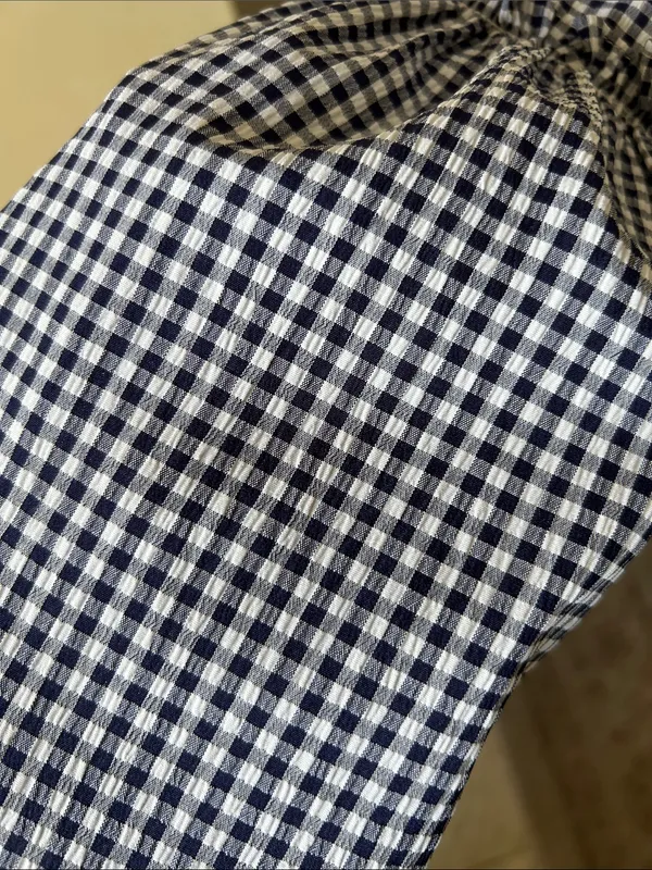 Altar’d state navy white gingham ruffle strapless western rush mini dress M - Image 4