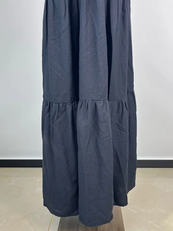 NWOT Farm Rio Linen Blend Black Sleeveless Layer Tiered Maxi Dress Size S - Image 7