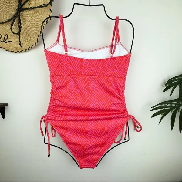 Charlie Holiday Isidora One Piece Swimwear Pink Zebra Swimsuit Size Small - Image 4