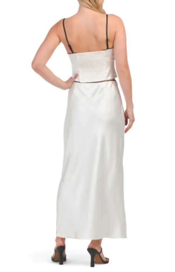 2pc Satin Cropped Camisole And Maxi Skirt Set size M - Image 2