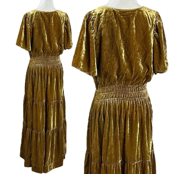 Anthropologie The Somerset Maxi Dress: Velvet Edition Bamboo Brown Size Medium - Image 9