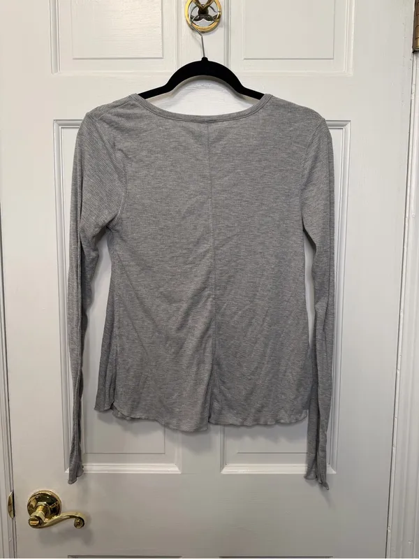 Free People Intimately Rock The Boat Gray‎ Ribbed Long Sleeve Top Size Small - Image 4