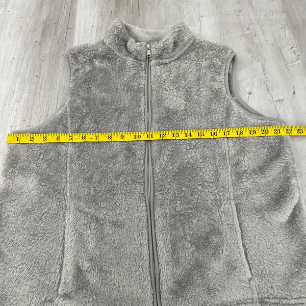 Croft & Barrow Gray Zip Up Sleeveless Soft Fleece Vest Pockets Large - Image 7