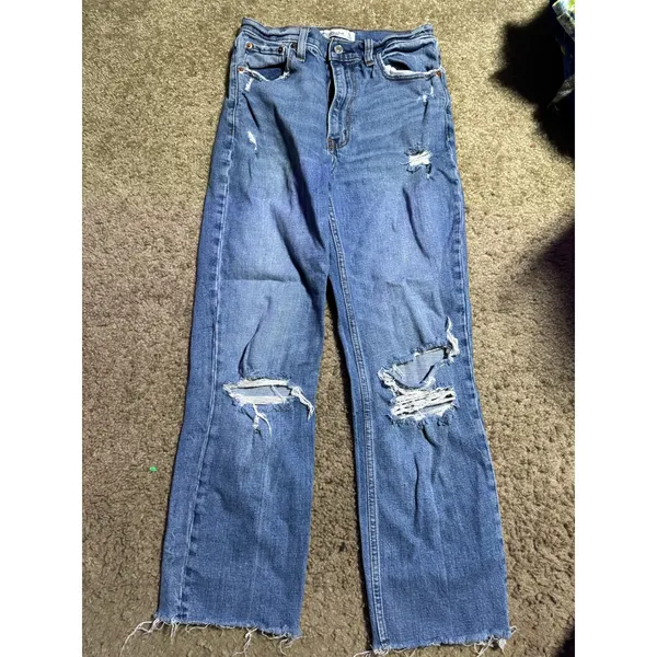 Abercrombie&Fitch The Ankle Straight Ultra High Rise Distressed Jeans Blue 27/4R - Image 2