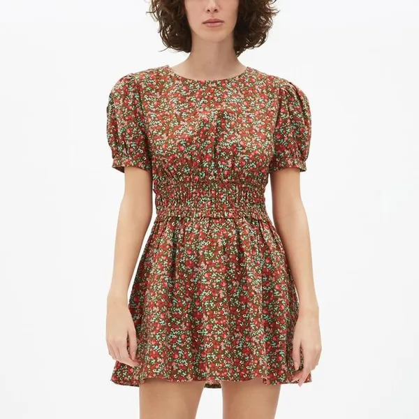 Free‎ People Pennie Floral Mini Dress Puff Sleeve Smocked Waist Women's Large - Image 3