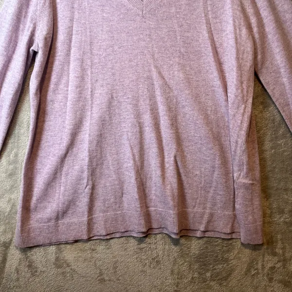 J.Crew Lavender Purple V-Neck Sweater With Shirt Cuffs Wool Blend Size Large New - Image 4