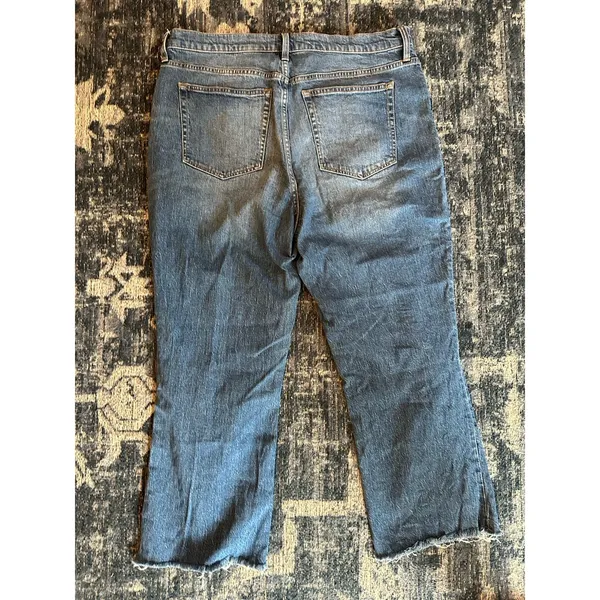J.CREW Jeans Womens Size 32 Blue Mid Rise Flare Crop Raw Hem Distressed Stretch - Image 2