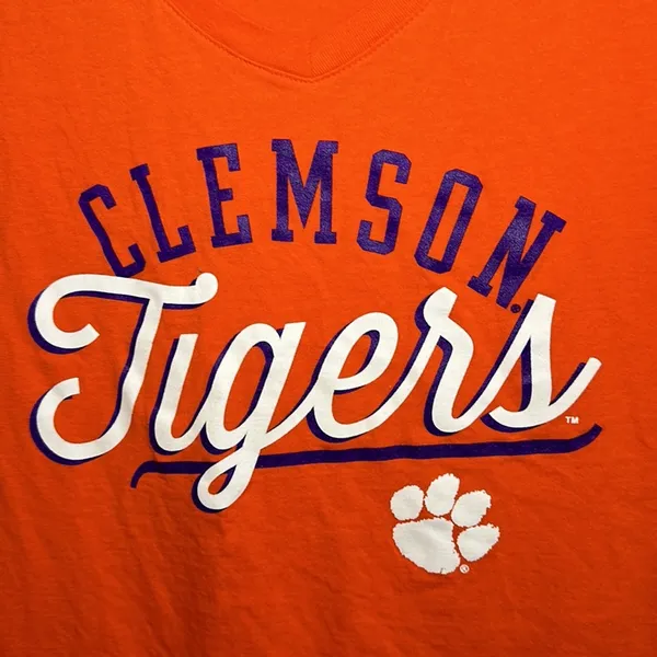Fanatics Women’s V-Neck‎ Clemson Tigers Short Sleeve Shirt Large - Image 2