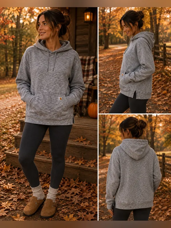 Carhartt Women’s Relaxed Fit Gray Heather Pullover Hoodie Size M 8/10 - Image 2