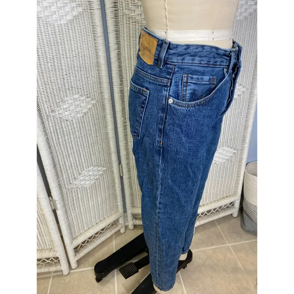 Pull & Bear High Waist Tapered Jeans US 30 Blue Vintage Wash Denim‎ Fall Autumn - Image 2