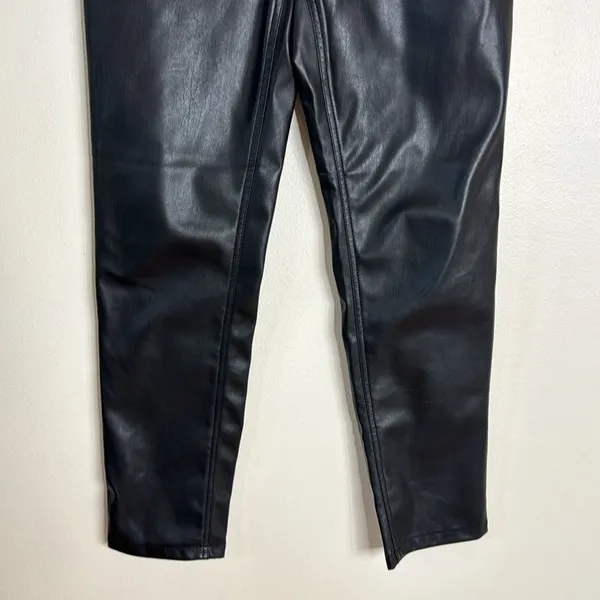 Guess Women's Faux Leather Pants Trousers Festival Rave Preppy Black Size M - Image 4