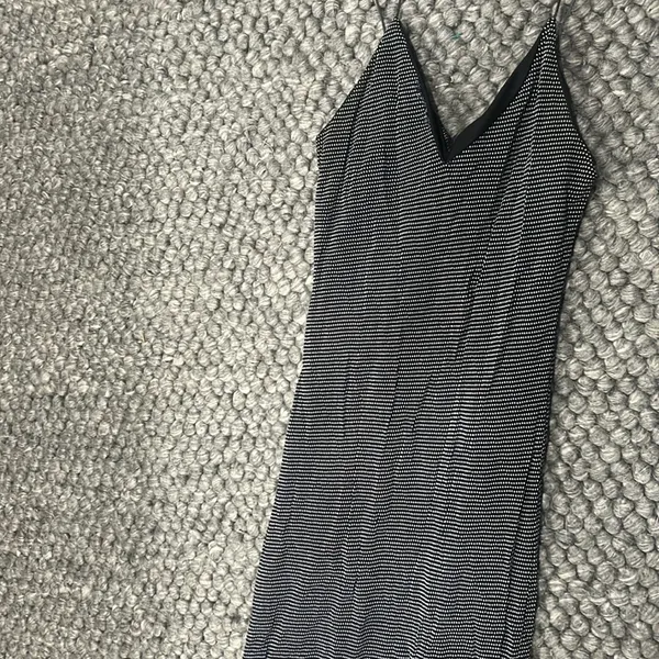 Leeloo Vintage Navy Silky Satin Polka Dot Midi Slip Dress Size Small - Image 7