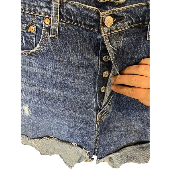 Levi's 501 Big E Women's Button Fly High Rise Denim‎ Blue Jean Shorts Size 34 - Image 2