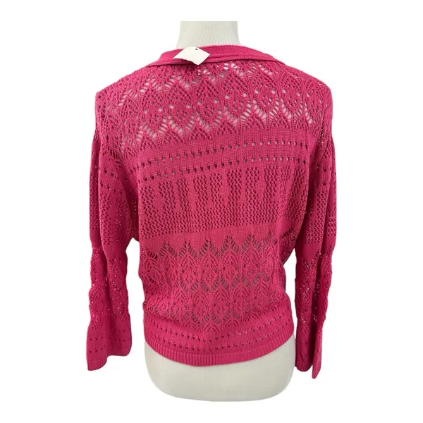 CATO Women's Size L-XL Cardigan Pink Tie‎ Front Girlhood Coquette Cottage - Image 2