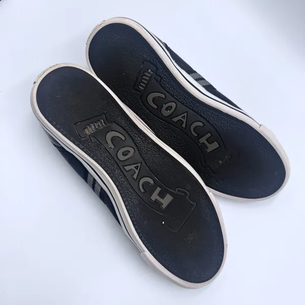 Coach Polly Signature Monogram Sneakers Womens 9B Black Jacquard Patent Low Top - Image 8