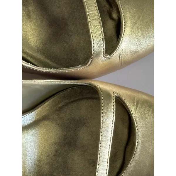 Lilly Pulitzer Slingback Heels Women's Size 9M Gold Metallic Pointed Toe Strap - Image 5