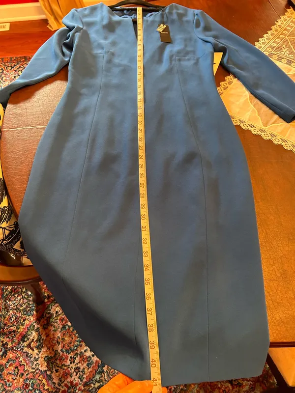 Joseph Royal Blue Midi V-Notch Sheath Dress - Image 11