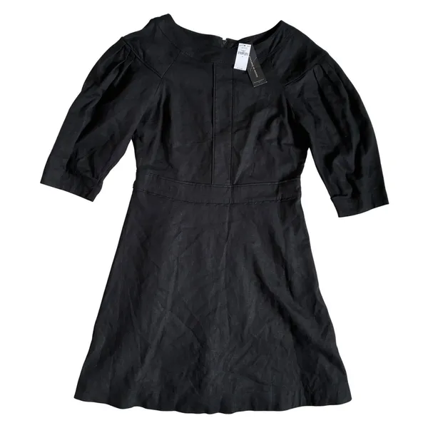 Banana‎ Republic Factory Womens 4 Black Linen Blend Boat Neck Mini Dress NWT - Image 2