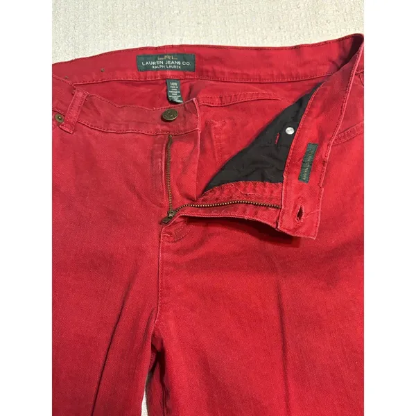 Lauren Jeans Co Ralph Lauren 14W Red Burgundy Straight Leg Stretch Jeans - Image 10