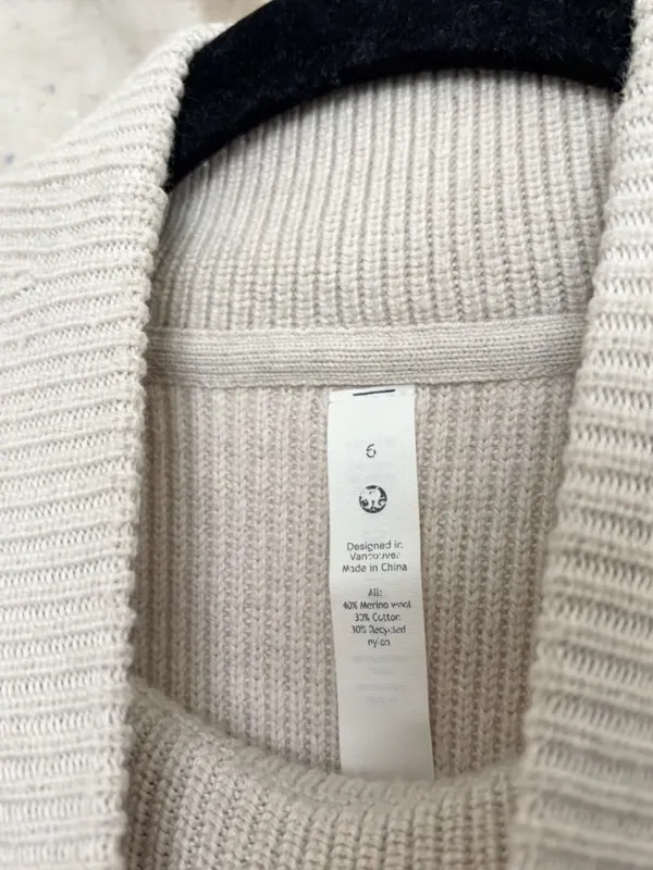 Lululemon Merino Wool-Blend Ribbed Turtleneck Sweater, Heathered Natural Ivory - Image 3