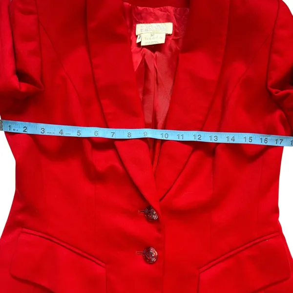 Escada‎ Margaretha Ley VINTAGE Cherry Red Cashmere Blazer Shawl Collar Womens 4 - Image 4