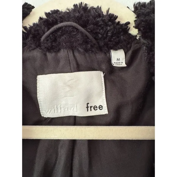 Aritzia Wilfred Free Grete Teddy Coat Fuzzy Jacket Size Medium Black - Image 8