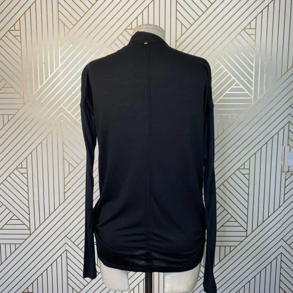 Alice + Olivia Air Top Long‎ Sleeve Blouse Faux Wrap Draped Black Size Small - Image 9