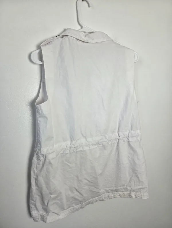100% Cotton White Utility Vest Lightweight Gorpcore Hiking Outdoor Medium - Image 8