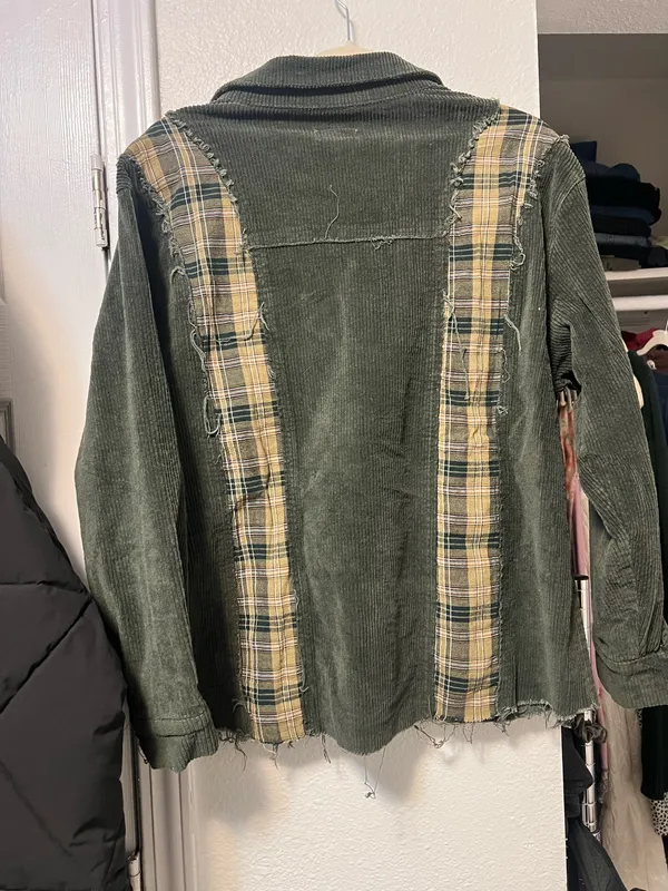 patchwork-style corduroy jacket by the brand POL. - Image 3