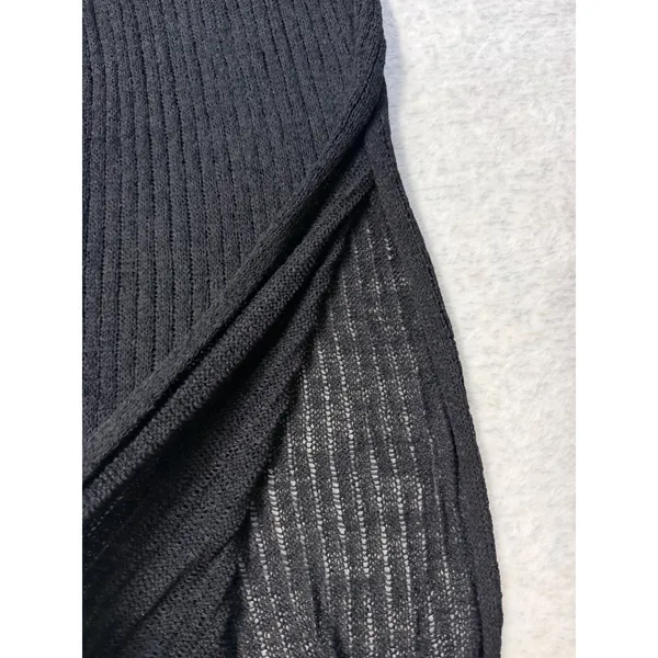Shade & Shore Black Ribbed Knit Maxi Dress Swim Cover Side Slit XS‎ 0-2 NWT - Image 2