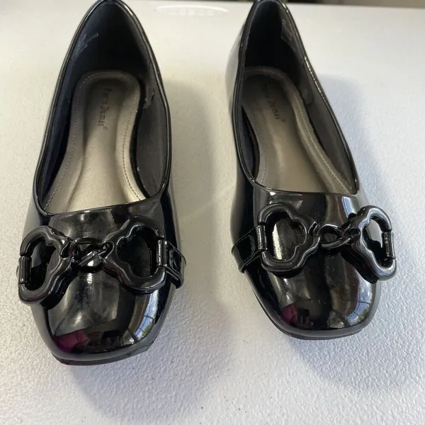 Pierre Dumas Women's Moni 66 Black Faux Patent Flats Slip-On Shoes Size 8M - Image 2
