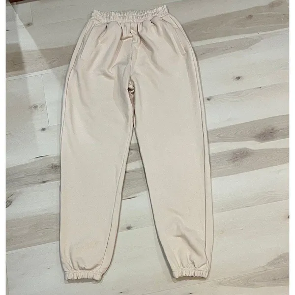 Naked Wardrobe NEW Women XS Oatmeal Oversized Joggers Streetwear Lounge Chic - Image 3