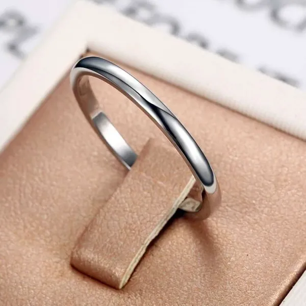 SIZE 7 Minimalist Solid Stainless Steel Ring Band Silver - Image 2