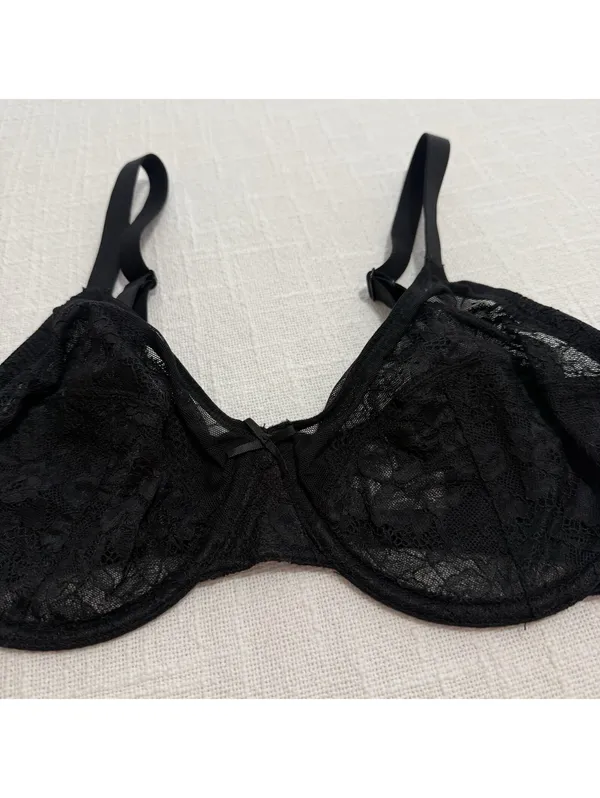 HSIA 36C Enchante Unlined Black Lace Underwire Bra Minimizer - Image 2