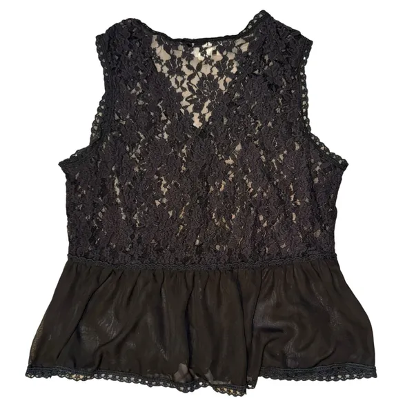 Vintage Jody Lace Peplum Vest Women's XL Sheer Witchy Goth Whimsygoth Fall - Image 4