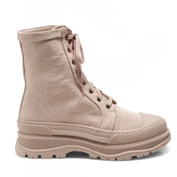 FREE‎ PEOPLE Camp Out Canvas Combat Boot, Natural, Tan/Pink, Size 8, NWT - Image 15
