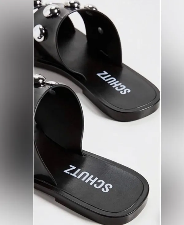 NEW Schutz Square Toe Lizzie Slide~Black~Jelly~10 / 40 ~Gorgeous Statement Shoes - Image 4