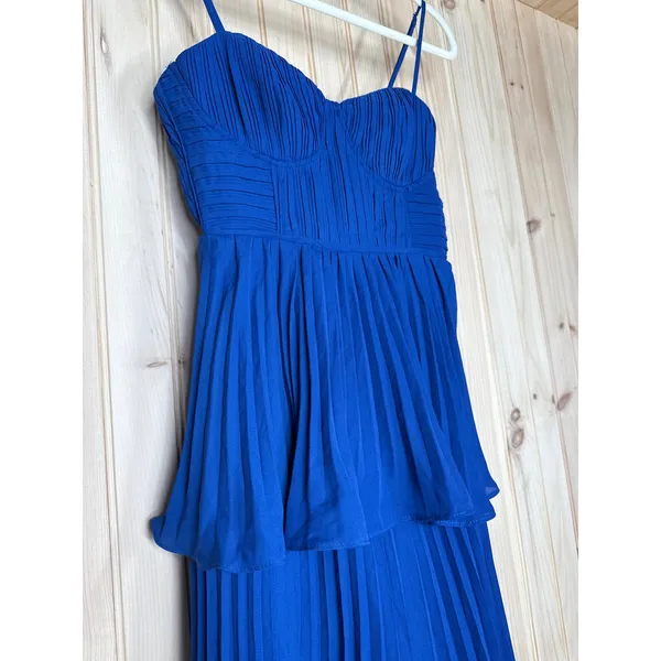 NWT Lulus Cascading Crush Cobalt Blue Tiered Bustier Midi Dress Gala Banquet S - Image 5