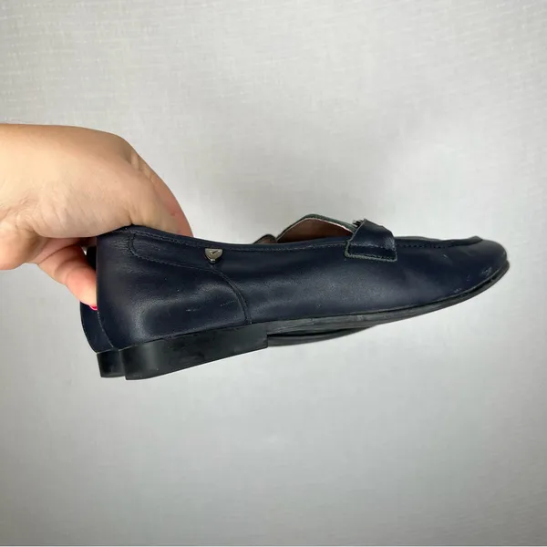 Venettini | Navy Blue‎ Hand Made Leather Loafers with Silver Detail - Image 3