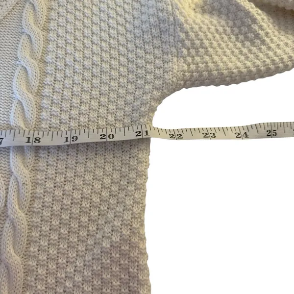 Hollister Preppy V-Neck Cream White Cable Knit Sweater‎ Medium Oversized Tennis - Image 10