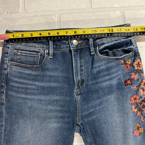 Driftwood Jackie Floral Embroidered High Rise Skinny Jeans‎ Womens 28 Blue Ankle - Image 2