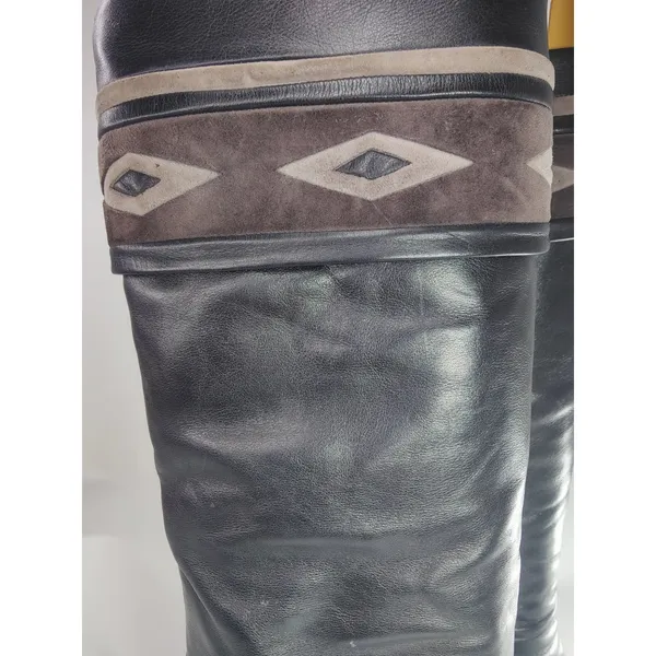 Vintage 90s black leather Pollini Knee high Boots sz 38.5 /7.5 - Image 10