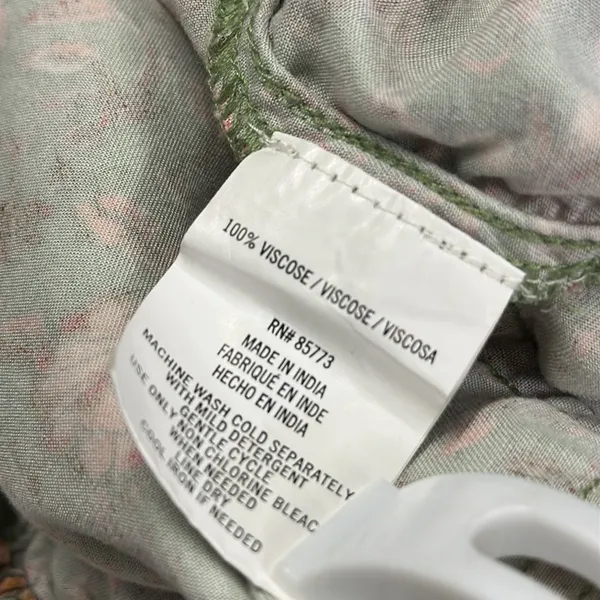 Viscose Oneill Fran Green Floral Print Drawstring Waist 4 Pocket Shorts Womens L - Image 11